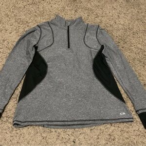Gray and Black Champion Quarter-Zip Pullover